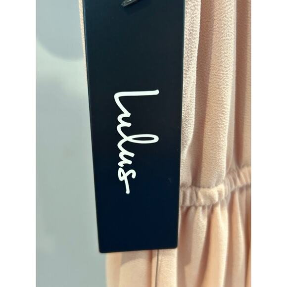 LULUS Size SMALL Lost in the Moment Blush Chiffon Maxi Dress**Elastic Waist*NWT - Picture 4 of 5